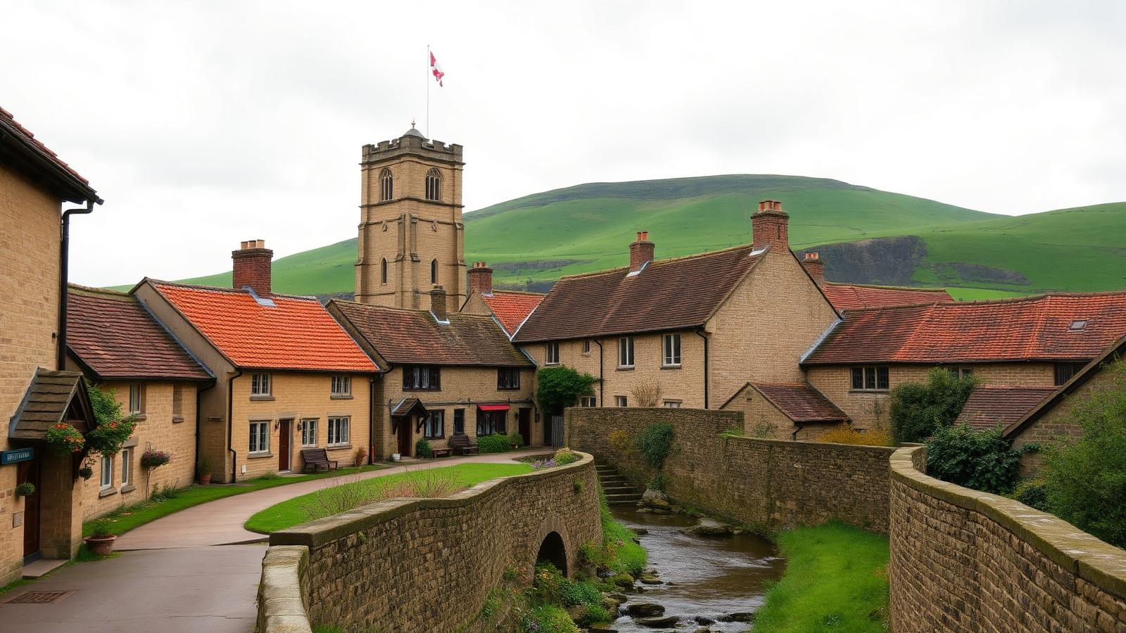 Bishop Wilton village nestled at the foot of the Yorkshire Wolds escarpment