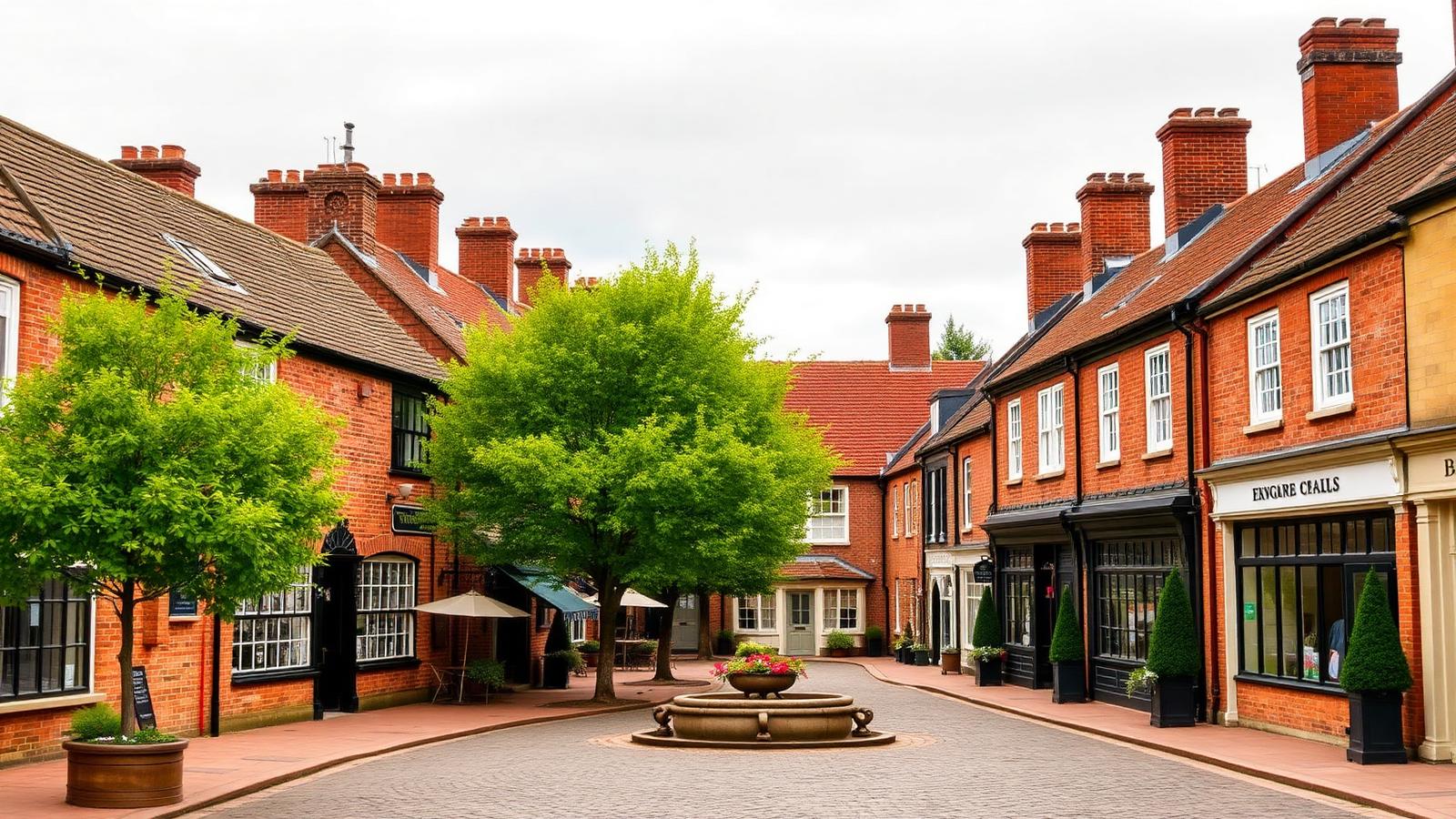 Georgian brick coaching inns and pantile rooftops around Easingwold market square